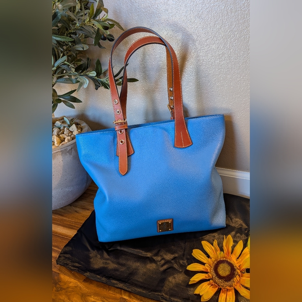 Dooney & Bourke Pebble Leather Grain Emily Tote in AZURE - NWOT - MSRP $368 - Picture 2 of 10